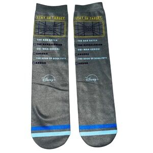 Star Wars Marathon Disney Plus Men's Crew Socks Blue Milk Porg